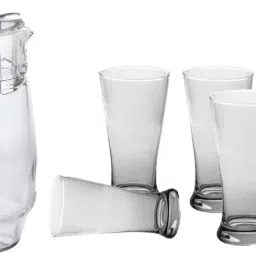 New Designer Drinking Set Of One Jar With Lid & Six Glass Transparent & Clear-JG41 Jug Glass Set-22