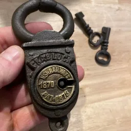 Handmade Antique Style Black Smith Forge Metal NSW Railways Crab Lock Strap Lock-image-37