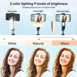 Hold up Tripod with Fill Light, 44 Inch Extendable Selfie Stick with Wireless Remote Bluetooth Selfie Stick image 2