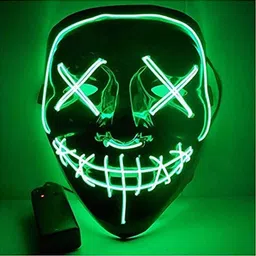 Halloween Mask LED Light up Mask for Festival Cosplay Costume Party Green Party Mask-image-9