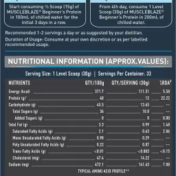 muscleblaze Beginner's, No Added Sugar, 1 kg with Shaker, 650 ml Whey Protein image 3