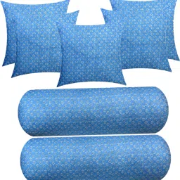 Combo Set of 5 Cushion And 2 Microfibre Floral Bolster Pack of 7-image-100