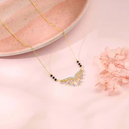 GIVA 14K Gold Pavitra Bandhan Diamond Mangalsutra 14kt Yellow Gold Mangalsutra Tanmaniya-image-3