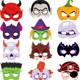 zyozi Halloween Theme Birthday Masks, Halloween Theme Masks for Kids (Pack Of 12) Party Mask-picture-35