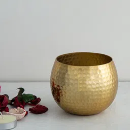 Home Centre Gold-Toned Metal Floor T-light Holder-33