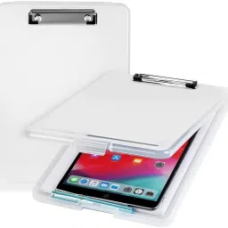Semi Transparent A4 Folding Exam Pad/Clipboard with Storage Case for Paper etc-image-3