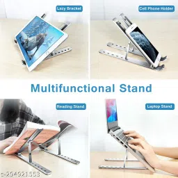 Yadav traders Tabletop Ergonomic Aluminum|Lightweight Desktop Holder Lap Desks Adjustable Laptop Stand Foldable Portable Compatible,Foldable, Tablet Stand Aluminium Desk Stand Laptop Stand with Adjustable Height Compatible with Universal Laptops image 4