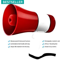 Handheld (Megaphone with Recorder) (Bhopu Talk Record Play) & Siren MusicRF62 Handheld (Megaphone with Recorder) Siren Music Loud Speaker for AnnouncingRF62 Outdoor, Indoor PA System-1