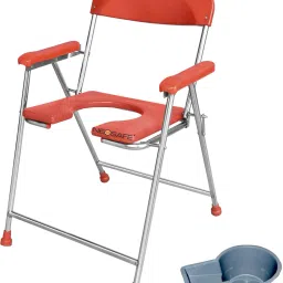 Stainless Steel Commode Chair With PURE POLYMER FIBER SEAT - RED Commode Shower Chair-picture-16