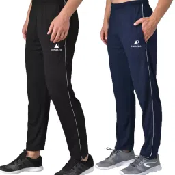 Pack of 2 Men Striped Dark Blue, Black Track Pants-image-33