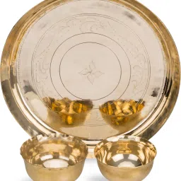 Pack of 3 Bronze Pure Kansa |Bronze Dinner Thali Set of 3| 1 Plate, 2 Bowls Lab verified utensils Dinner Set-image-20