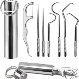 Dental Tools, 7 in 1 Stainless Steel Teeth Cleaning Tool Kit, Stainless Steel-18
