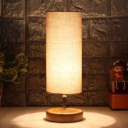 new era Bristol Grey Cottan Fabric Shade Table Lamp With Wood Base-picture-45