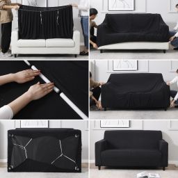 Polyester Plain 3 Seater Sofa Cover-image-2