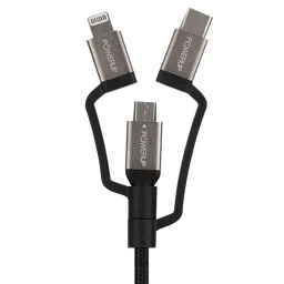 POWERUP Type A to Type C, Micro USB, Lightning 0.39 Feet (0.12M) 3-in-1 Cable (Tangle-free Design, Black) image 3