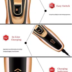 Vaishvi wireless 3-in-1 Beard Nose & Ear trimmer shaving zero machine Trimmer 60 minRuntime 1 Length Settings image 4