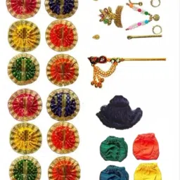 Laddu Gopal Ji (Package of19), Dress mukutset 4napy bal bansi ( Size 0no. to 1no.) Dress-13
