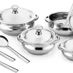 kassa Stainless Steel Serving handi with lid | 4 Serving Spoon+ 4 Serving Bowl, Spoon Serving Set-picture-25
