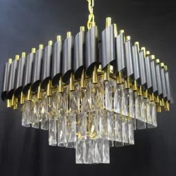 Modern Crystal Square Black-Gold_400mm Chandelier Pendant Ceiling Light Fixture Chandelier Ceiling Lamp-image-18