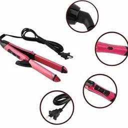 Mr Neat 2 in 1 Hair Straightener and curler Ceramic Curler for men and women- Pink 02 Hair Straightener-image-69