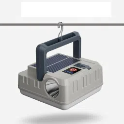 Super Bright Solar Camping Flashlights, USB Rechargeable Lights White, Grey Aluminium Hanging Lantern-0