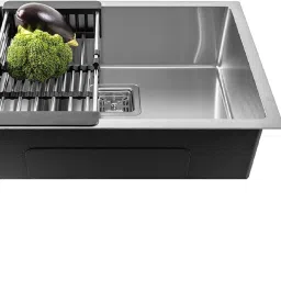 304 HANDMADE sound proof KITCHEN SINK HEAVY-DUTY PREMIUM QUALITY CHROME MATT FINISH (24"×18"×10") SILVER WEIGHT 8KG Premium quality Single bowl handmade kitchen sink 304 HANDMADE KITCHEN SINK HEAVY-DUTY PREMIUM QUALITY CHROME MATT FINISH (24"×18"×10") SILVER WEIGHT 8KG sound proof Vessel Sink (Silver) Vessel Sink-image-70