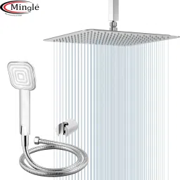 Mingle Ultra Slim Shower 8 Inch With 18 inch Ceiling Arm (Cubo Hand Shower) Rain Shower Rainfall-31