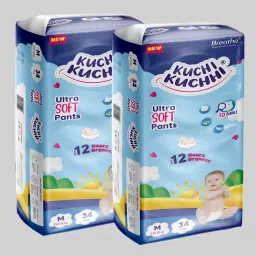 Premium super soft baby diaper Pants with a 3D bubble top (Pack of 2) - M-27