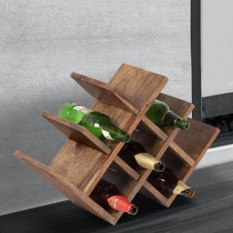 ikiriya Bravo Brown Teak Wood Wine Bottle Holder-picture-23