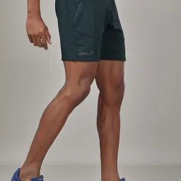 Self Design Men Green Sports Shorts-image-3
