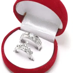 Adjustable Couple Ring for lovers in Silver valentine gift Alloy Cubic Zirconia Ring Set-image-90