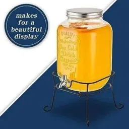 Glasswere Beverage 5LTR Dispenser With Silver Tap and Black Metal Stand Bottom Loading Water Dispenser-image-10