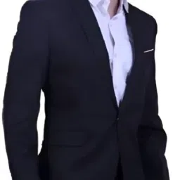 Men Slim Fit Single Breasted 2 Piece (Coat and Pant) in Black Solid Suit-image-23