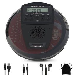 tmzuamoz ZUNKOM Portable CD Player with Bluetooth, Compact Anti-Skip Shockproof, Black, Includes Pro-Quality Earbuds, USB Charging Cable, Aux Output for Car/Home/Travel image 1