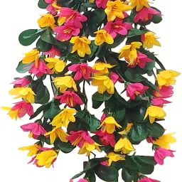 6 Cut Pink And Yellow Falling For Wall Hanging Pink, Gold Orchids Artificial Flower-image-70