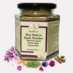 Boy baby Bath powder : for skin lightening, even tone packed with rose, Licorice arjuna, green grams, red & white sandal wood, vetiver, & Ayurvedic herbs extracts-image-3