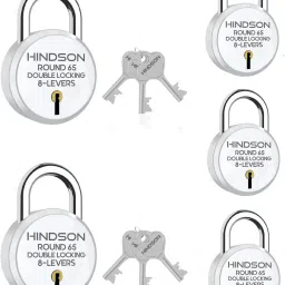 Round 65 Double Locking, 8 Levers with 3 Iron Key Lock , Pack of 5, Silver Finish Padlock-image-10