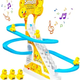Duck Slide Toy Set, Funny Automatic Duck Chasing Race Track Game Set-image-45