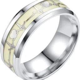 Valentine Jewellery Mens Women Luminous ECG Heart Ring Stainless Steel Electrocardiogram Ring Romantic Jewelry for Lovers Glow In The Dark Rings Fashion Jewellery Collection propose Lovers Fancy Party wear Stylish latest design Dragon Couples Golden Black Blue Mens Style Thumb Smart Band Gold plated Name Letter Heart beat love message Platinum Glow Dark Polish Finish Hand Finger Rings Combo set pack for men /girls / Boys Best Friend boyfriend Friendship husband /gents /Couple Latest Simple Single Daily use Gift Adjustable size thumb Stainless Steel, Metal, Tungsten, Alloy, Brass, Enamel Cubic Zirconia Titanium, Platinum, Silver, Rhodium Plated Ring-image-10