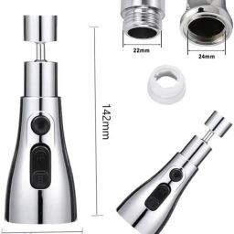 xbey Faucet head Universal Kitchen Faucet 3-Function Pull Down Sink Sprayer Tap Extender for Kitchen Sink, Flexible Faucet with Tap Extension Aerator Foam Flow Faucet image 3