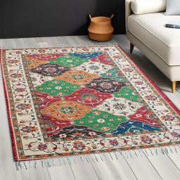 Red, Green Cotton Dhurrie-image-66