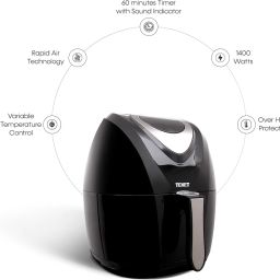 texet AF-612 with 7 Menus and Timer & Temperature Control, Nonstick 3.2L Dual-Rack Fry Basket with Stainless Steel Finish, 1400W, Digital LED Display, And Auto Shut-off Air Fryer image 2