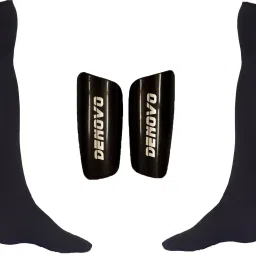 Ultimate Protection (One Pair Large Shin Guard + One Pair Lycra Plain Knee Length Football Socks + One Pair UV Protection Arm Sleeves) Football Kit-image-4