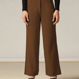 selvia Women Relaxed Brown Lycra Blend Trousers-picture-39