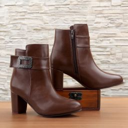Elegant High Ankle Zipper Boots with Decorative Buckle and Fashion Trend Slip On For Women-image-58