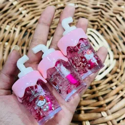 Beauty Shimmer Lip Oil, Korean Lip Gloss Moisturizing Lip Straw Design 3pcs-image-16