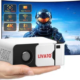 Livato T5 Android 13 4K Support Native 720P Wifi BT 6 Auto Keystone and Electric Focus (5000 lm / 1 Speaker / Wireless / Remote Controller) Portable Projector-14