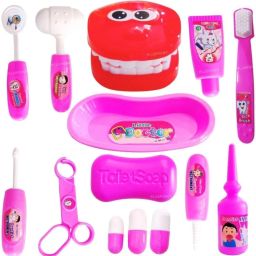 Dentist Kit Set Hospital Pretend Play Toy for Children Role Play Pink-19