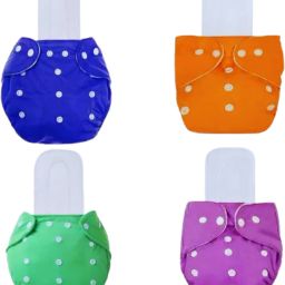 Newborn Baby Nappy Reusable Washable Pack of 4 Cloth Diapers + 4 Insert Pads-image-89