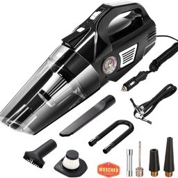 578, 2in1 Portable Air Compressor Tyre Inflator with Car Vacuum Cleaner, DC12V High Power 5500PA Handheld Car Vacuum w/LED Light, 12FT Power Cord, for Wet/Dry Use, Tyre Inflator Car Vacuum Cleaner-7